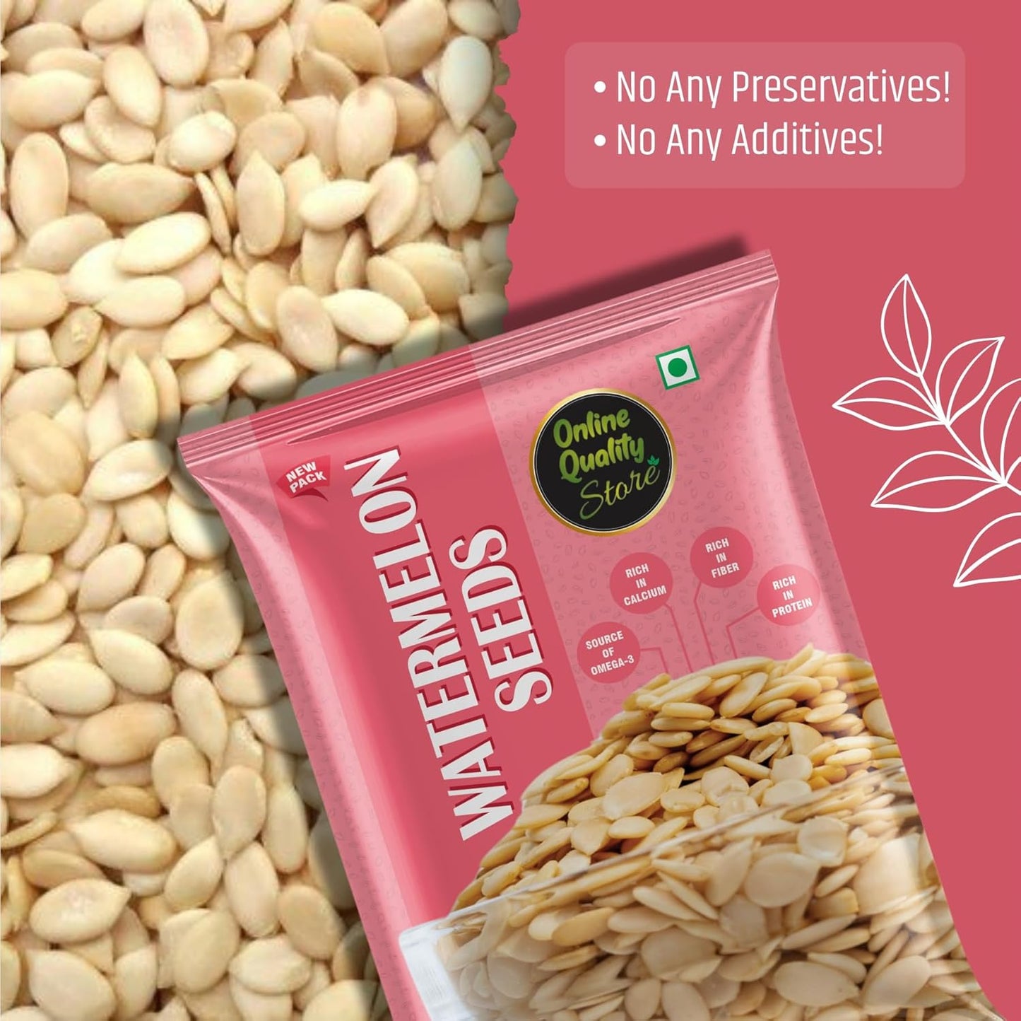 Online Quality Store Raw Combo of Chia, Watermelon, Pumpkin, Sunflower, Flax Seeds -500 gm