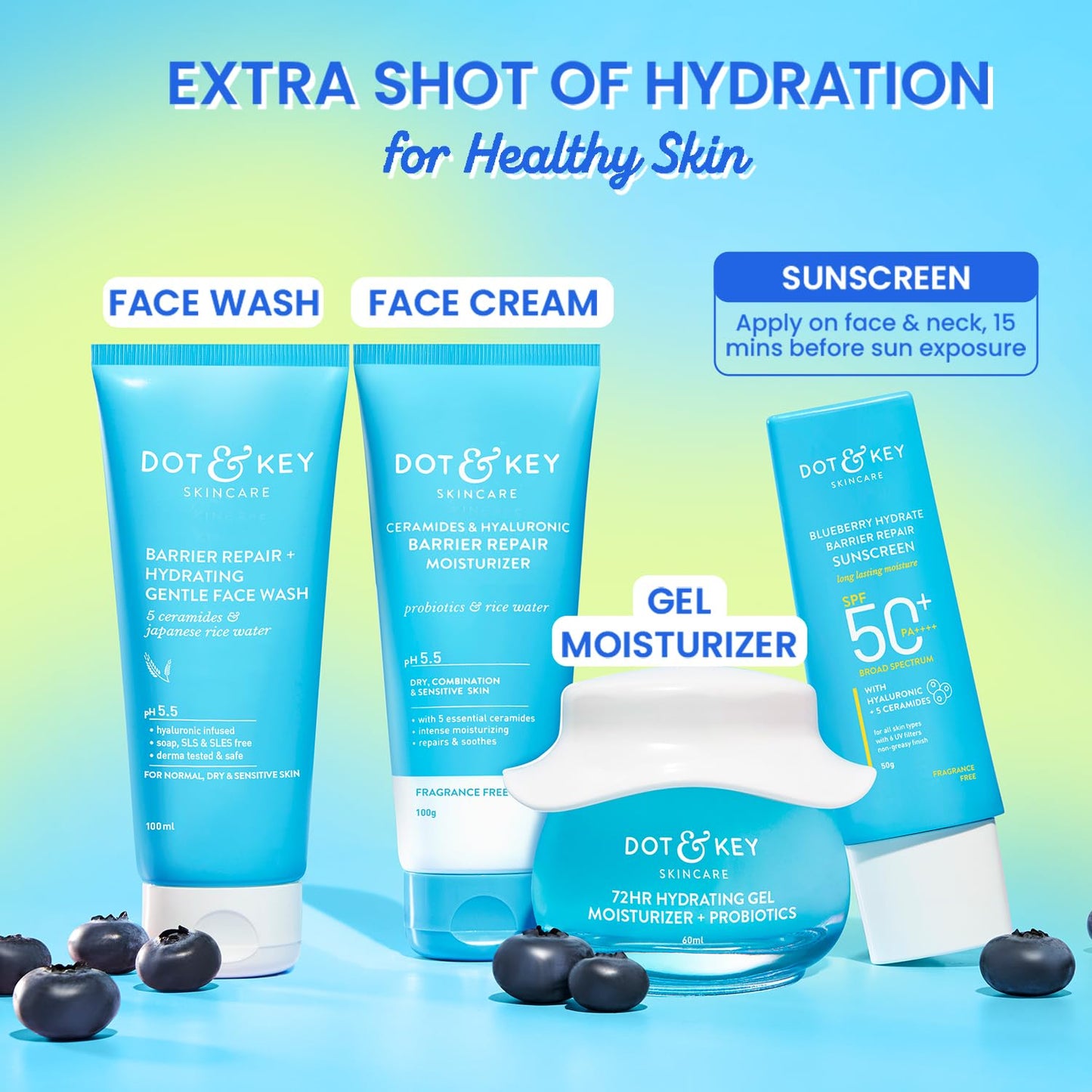 Dot & Key Blueberry Hydrate Barrier Repair Sunscreen SPF 50+,PA++++, 80 gm, Pack of 2