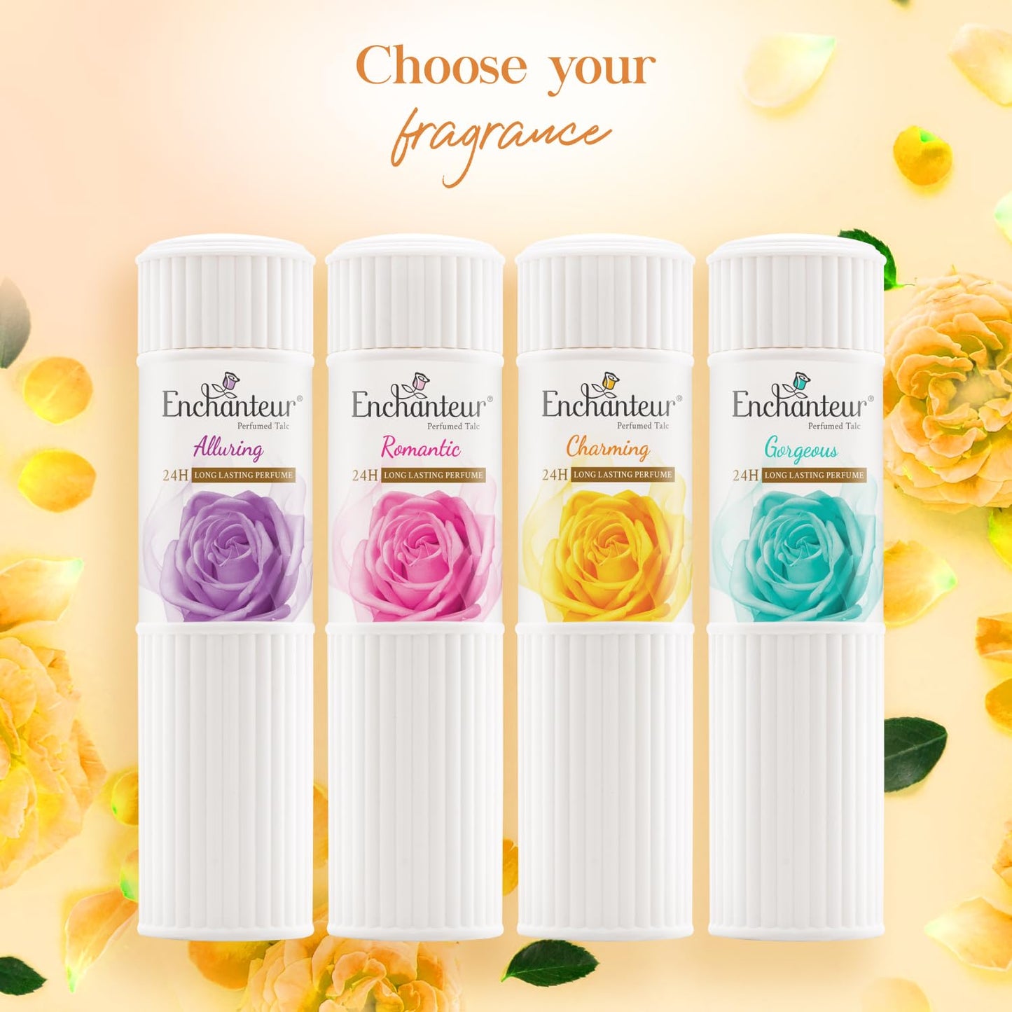 Enchanteur Charming Perfumed Talcum Powder with Floral French Fragrance for Women, 250 gm