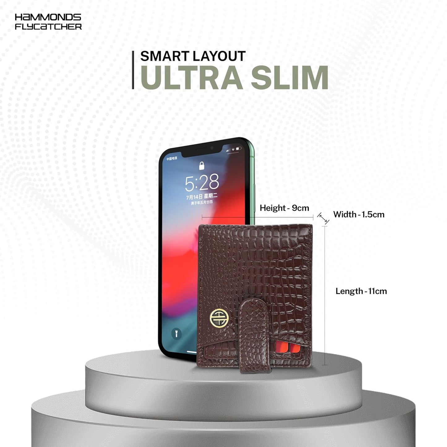 HAMMONDS FLYCATCHER Wallet for Men Leather Original, Croc Brown