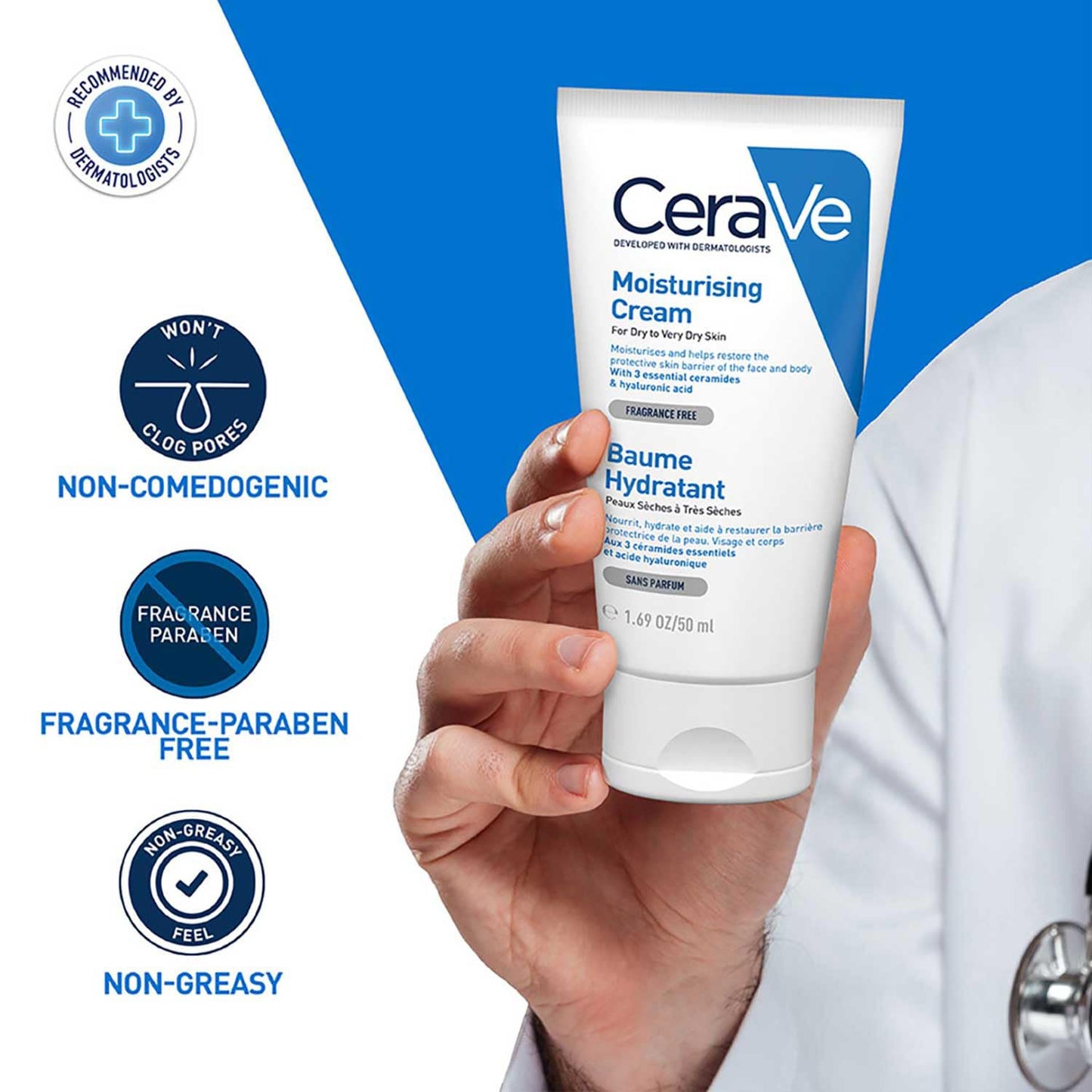 CeraVe Moisturizing Cream For Dry To Very Dry Skin, 50 ml