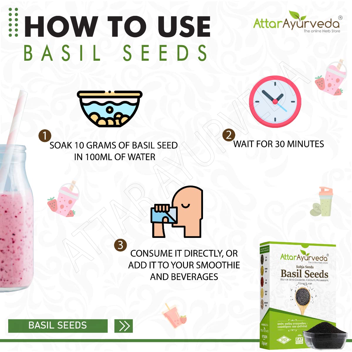 Attar Ayurveda Sabja Basil Seeds - 500 gm