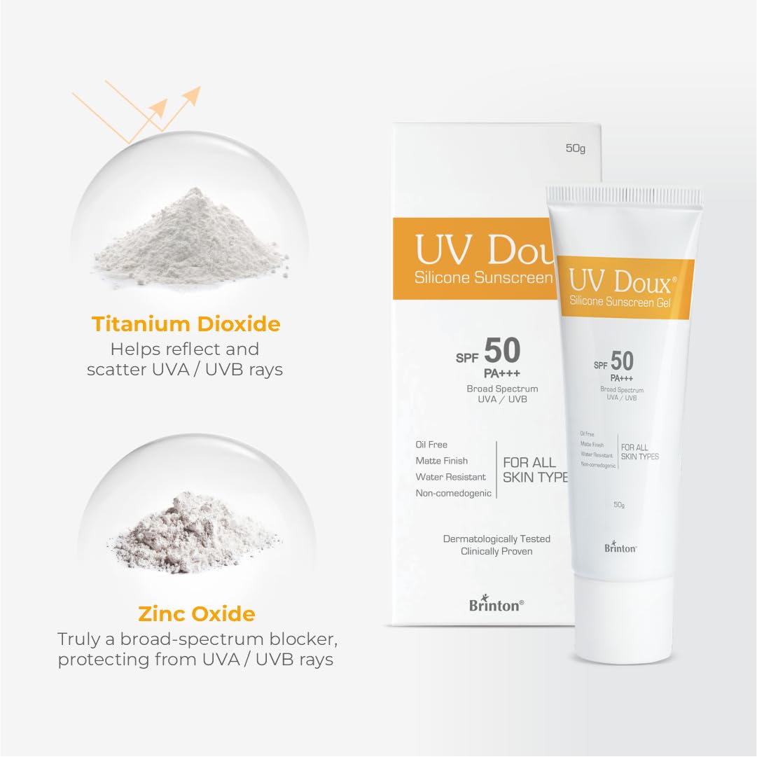 UV Doux Sunscreen Gel SPF 50 PA+++, Broad Spectrum UVA & UVB, 50 gm