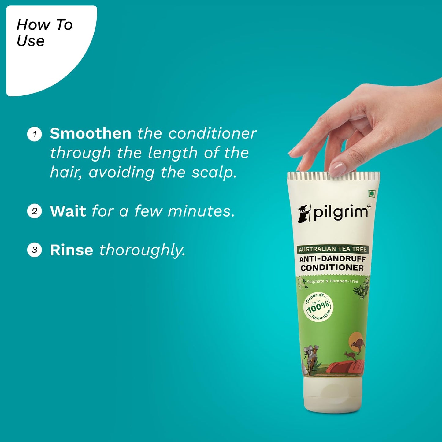 Pilgrim Australian Tea Tree Anti-Dandruff Unscented Conditioner For All Hair Type 200 millilitre | Smoothens Strands & Detangles Hair | Fights and Prevents Dandruff | For Men & Women (Pack of 1)
