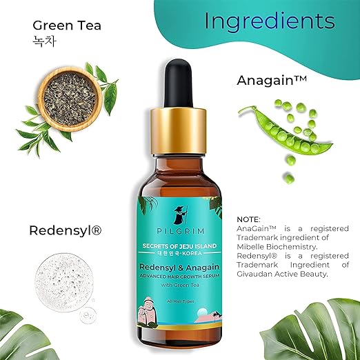 Pilgrim Korean Advanced Hair Growth Regime | Redensyl 3% & Anagain 4% Hair Serum 50ml,Sulphate-Free Shampoo 200ml & Hair Conditioner 200ml