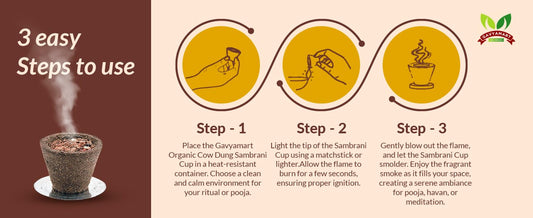 Gavyamart Organic Cow Dung Havan Sambrani Cups | 15 Cups for Home Dhoop Cup