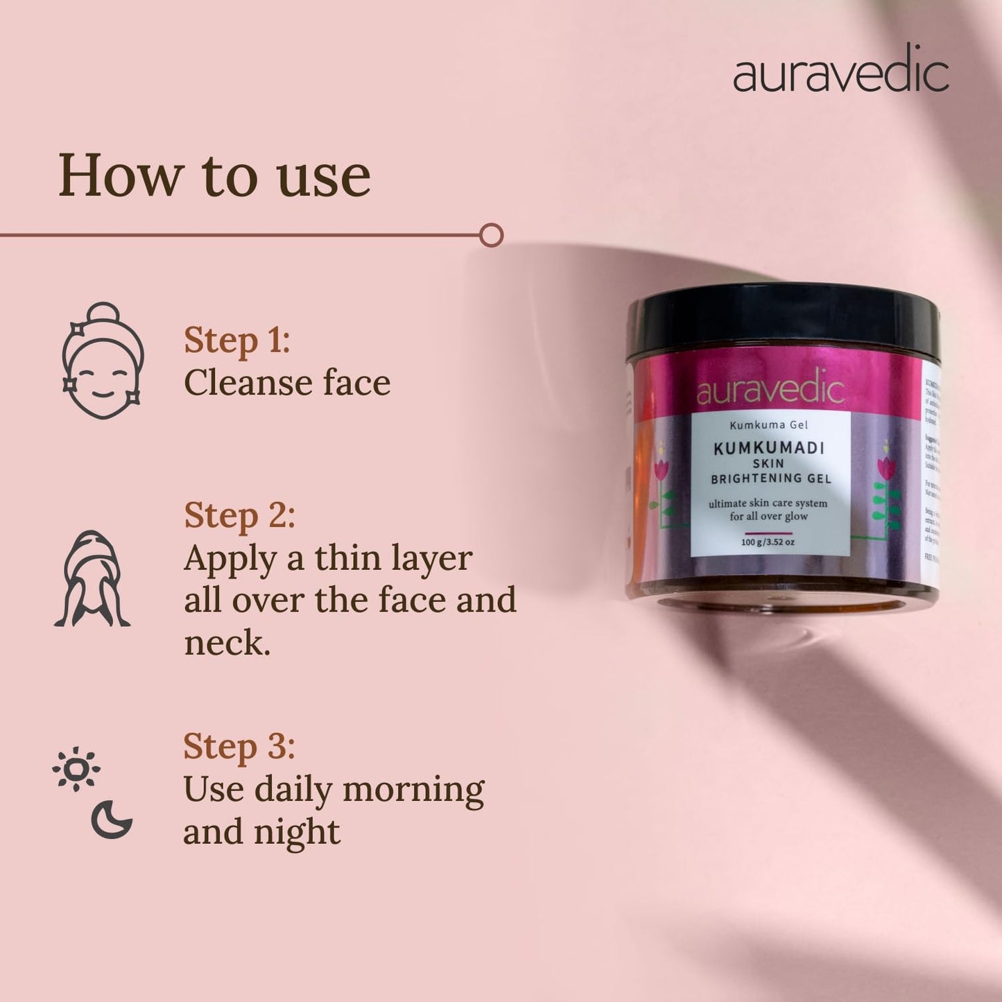 Auravedic Kumkumadi Gel 100g Kumkumadi Tailam Kumkumadi Oil Skin Brightening Gel for pigmentation and dark spot moisturizer for face skin