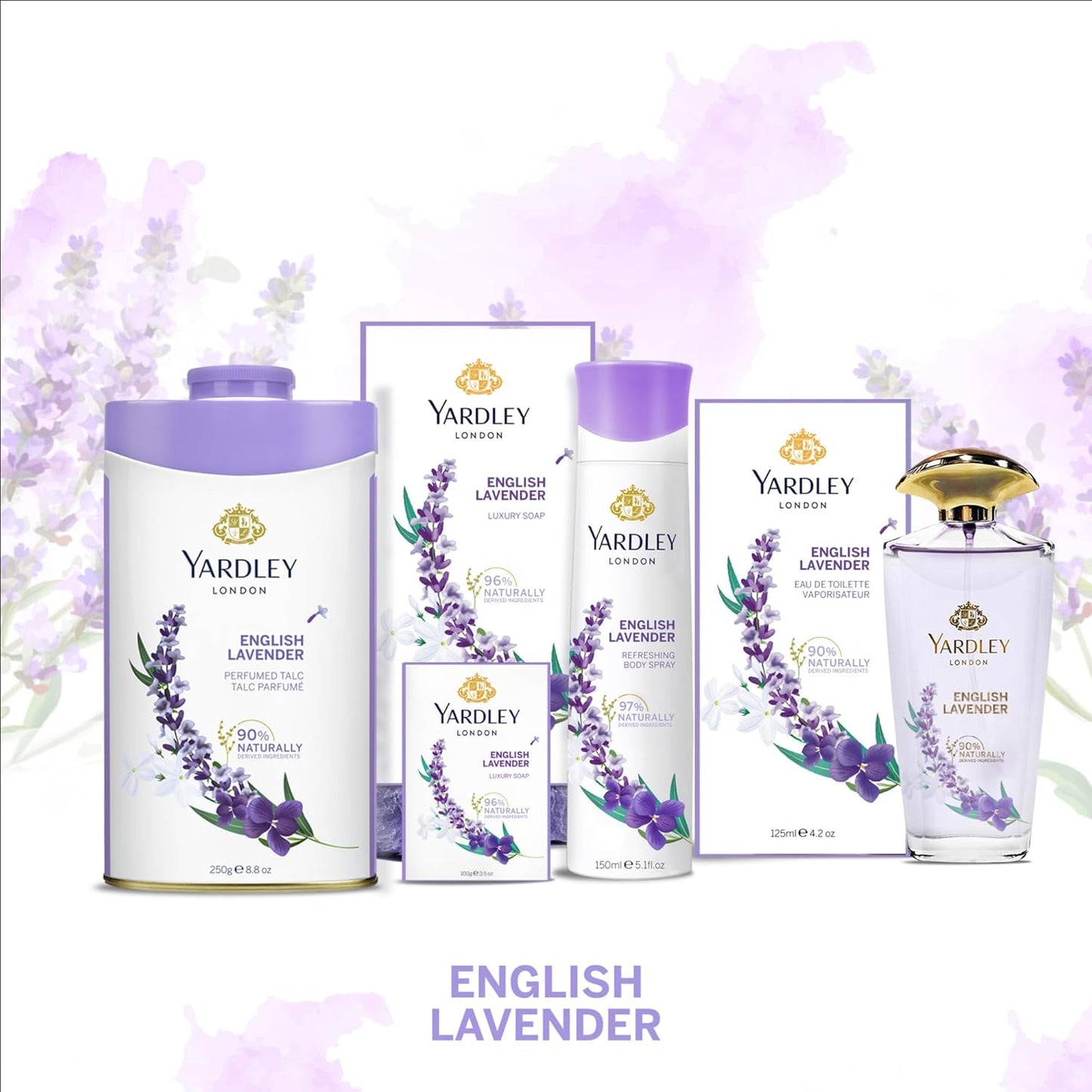 Yardley London English Lavender Perfumed Talc/ Powder for Women with Calcium, Carbonate, Magnisium, Carbonate, Fragrance, Dipropylene Glycol, Calcium, Silicate, Triclosan(Deo Factor), Pack of 1, 100g