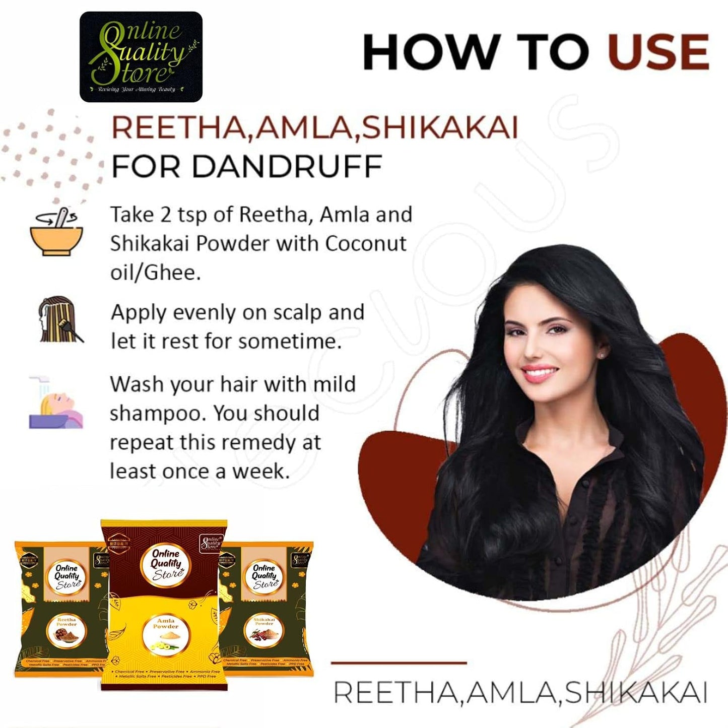 Online Quality Store Reetha Amla Shikakai Powder For Hairs(Reetha 350 Grams,Shikakai 350 Grams, Amla 200 Grams