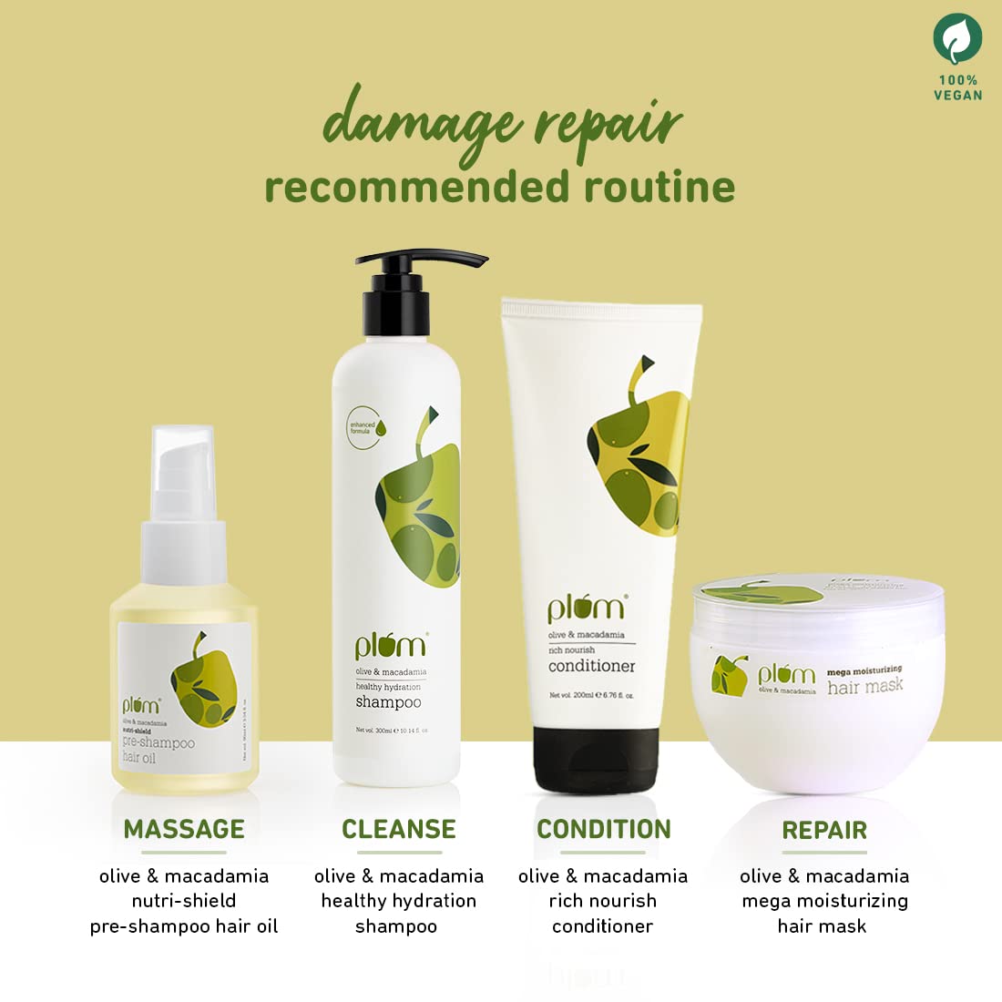 Plum Olive & Macadamia Mega Moisturizing Hair Mask, 250 ml