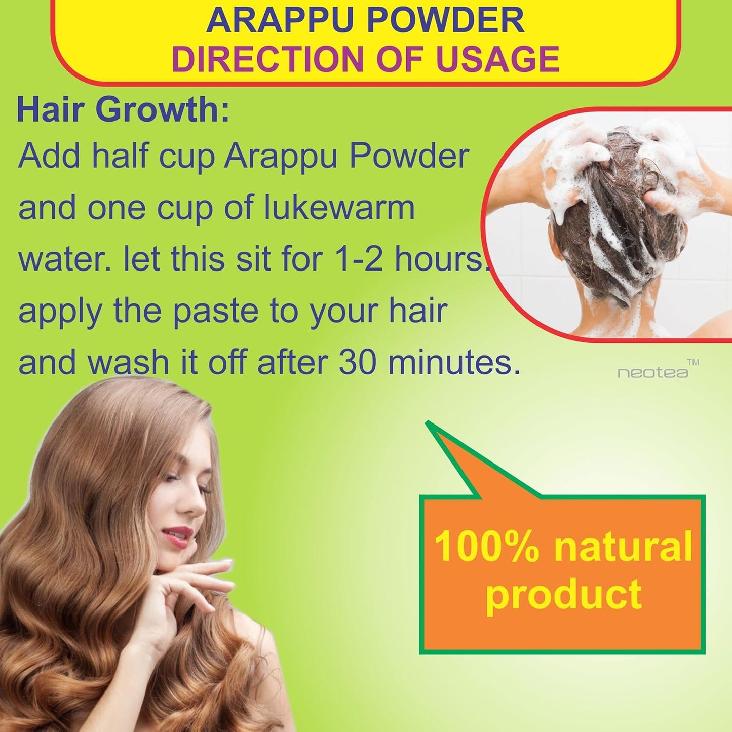 Neotea Natural Arappu Powder | Albizia Amara | Traditional Herbal Hair Wash & Conditioner, 300 gm