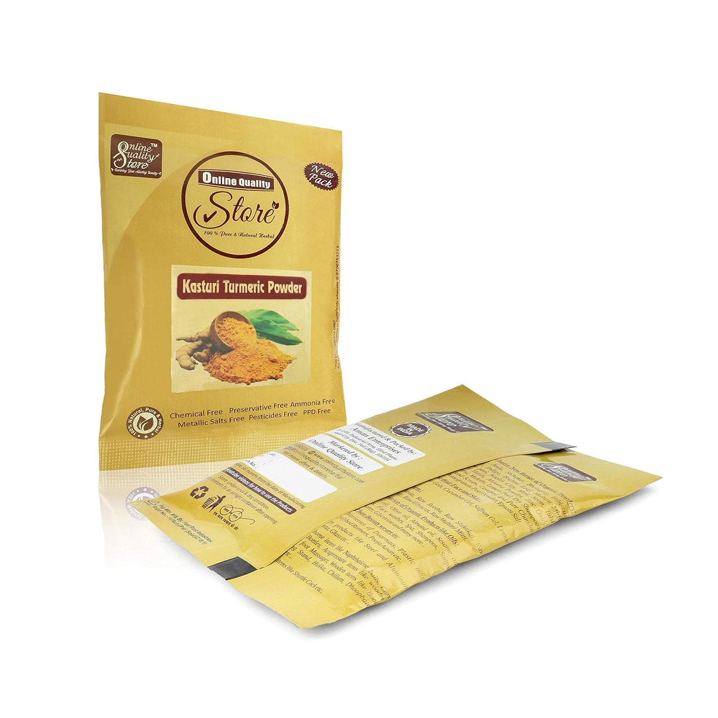 Online Quality Store Kasturi Turmeric Powder For Face + Pure Organic Sandalwood Powder|Kasturi Haldi Powder,Wild Turmeric Powder,Kasturi Manjal|Face Care Products(Pack Of 2 ,50G Each ,Total 100G )