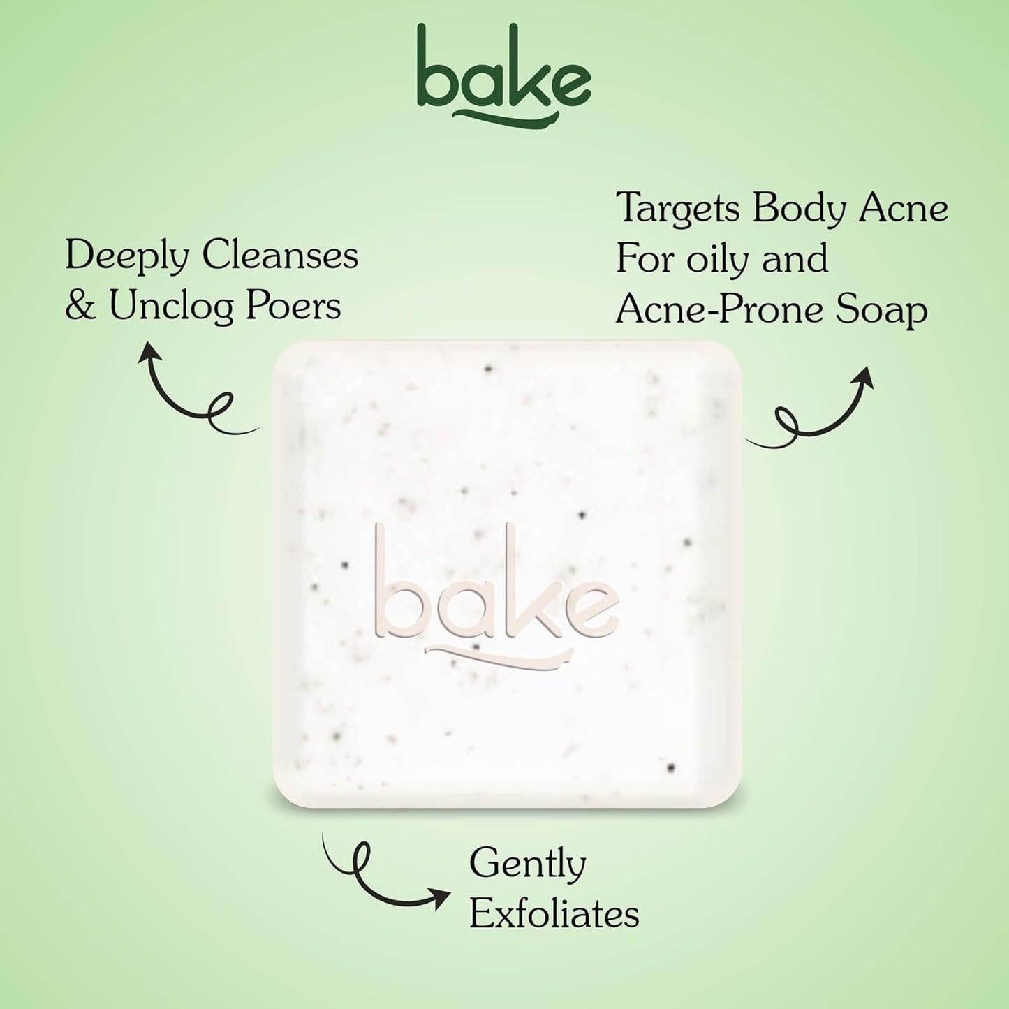 BAKE 2% Salicylic Acid Soap (2 pcs) Scrub Treatment with Niacinamide for Body & Back Acne, Reduces Strawberry Legs | Fades Dark Spots | Non Drying Formula | Soap For Men & Women | 100g x 2
