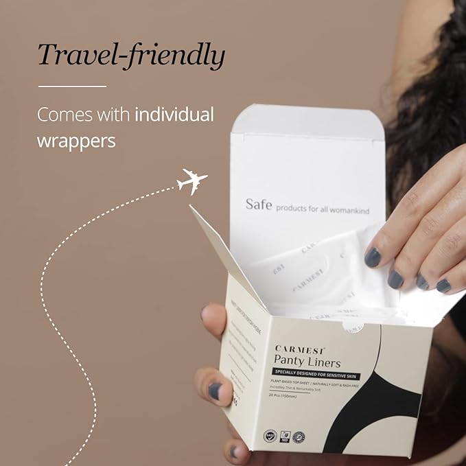 Carmesi Panty Liners For Sensitive Skin Naturally Soft & Plant Based Rash, 60 count