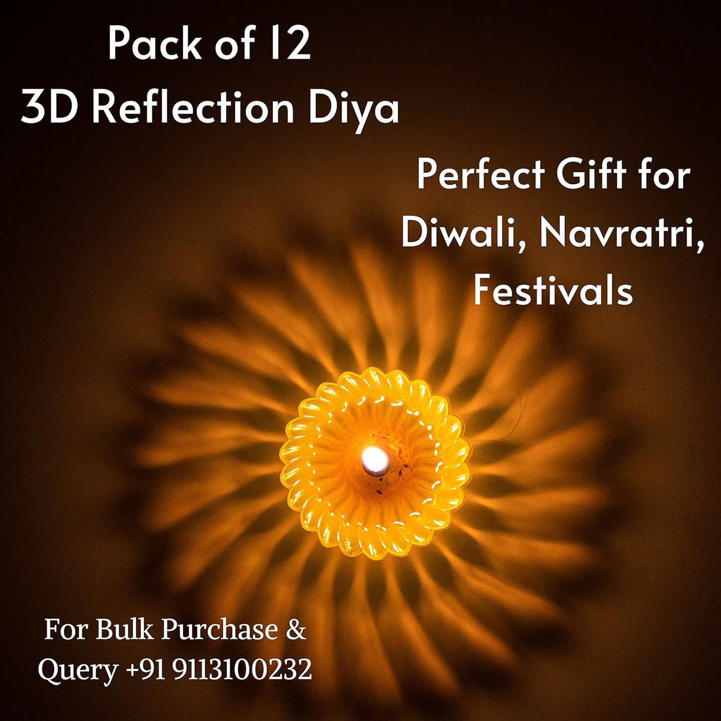 Indian Karigar 12 pcs Diwali Diyas Colourful 3d Reflection Diya, Multicolour