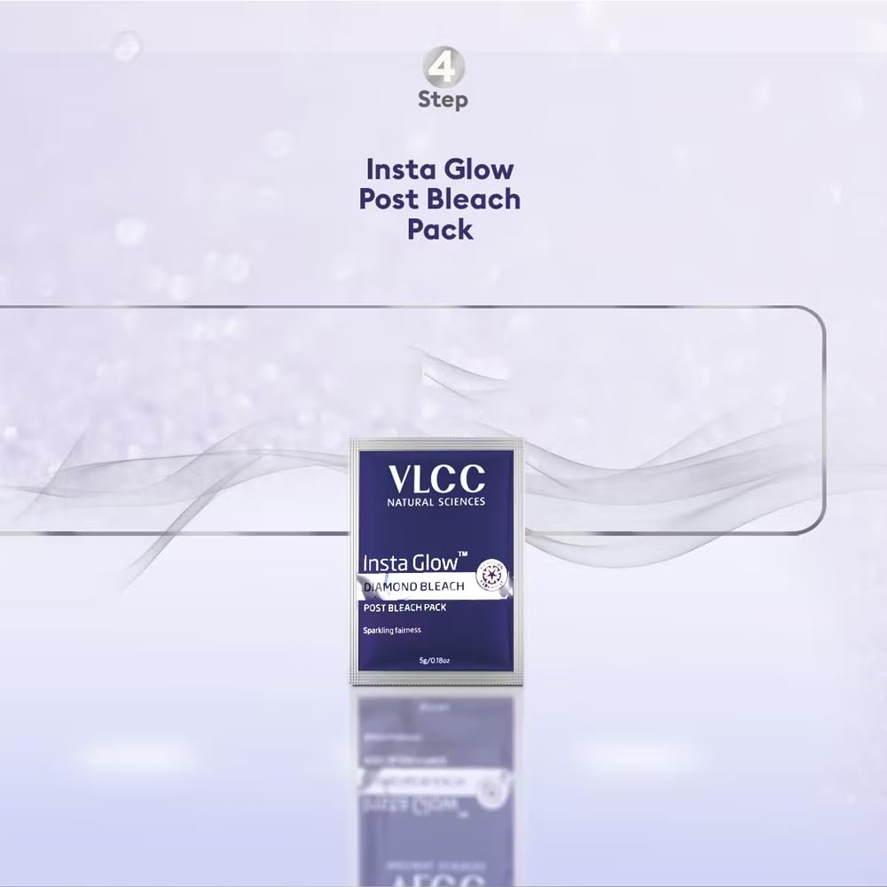 VLCC Insta Glow Diamond Bleach - 60g | With Diamond Powder For Sparkling Fairness | Skin Brightening Bleach | Minimizes Dark Spots, Reduces Facial Hair Visibility
