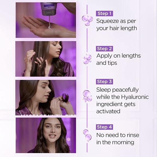 L’Oréal Paris Filling Night Cream, Leave In Hair Cream with Hyaluronic Acid, 180ml