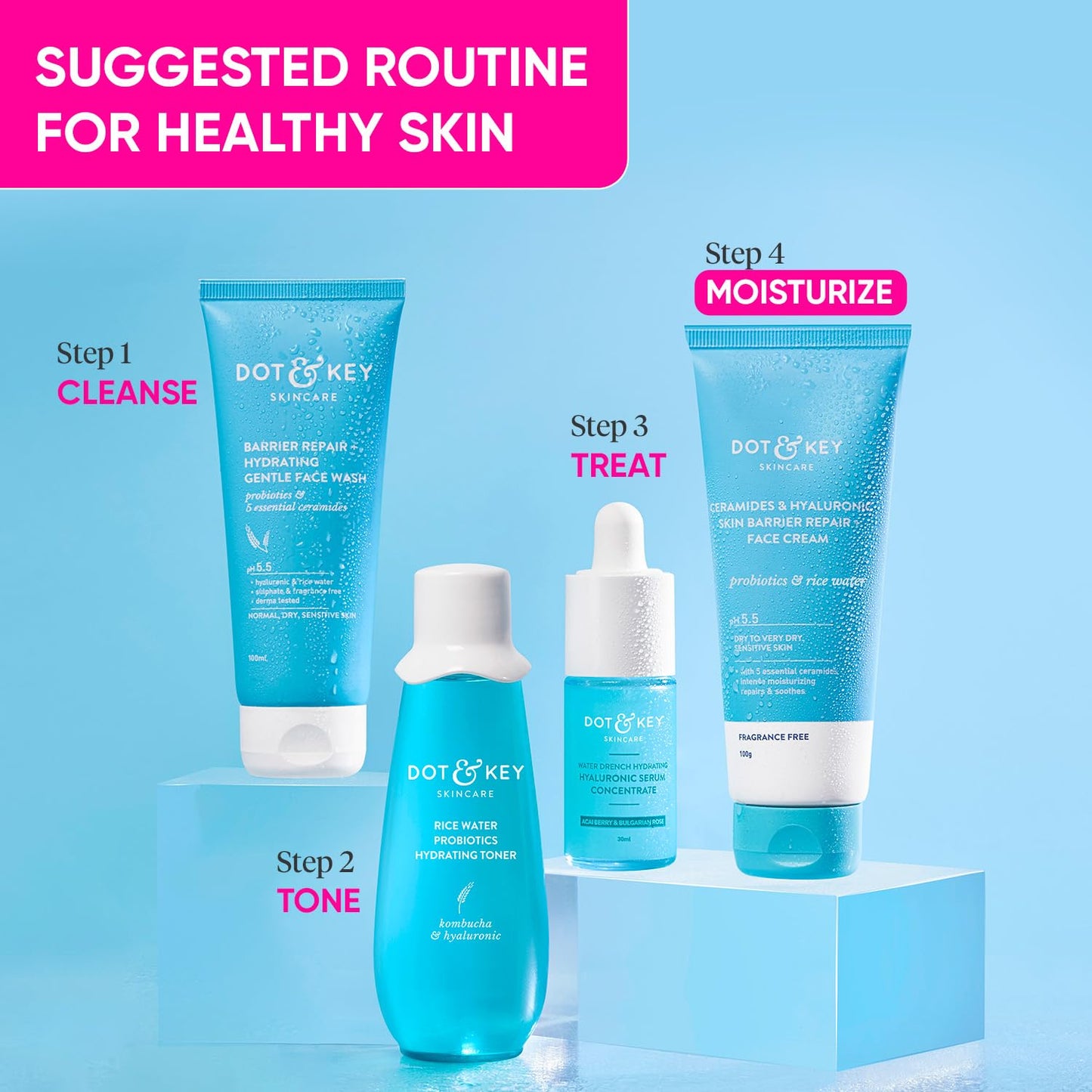 Dot & Key Ceramides Moisturizer with Hyaluronic for Intense Moisturizing and Skin Strengthening | With Probiotic & Rice Water , 100 gm