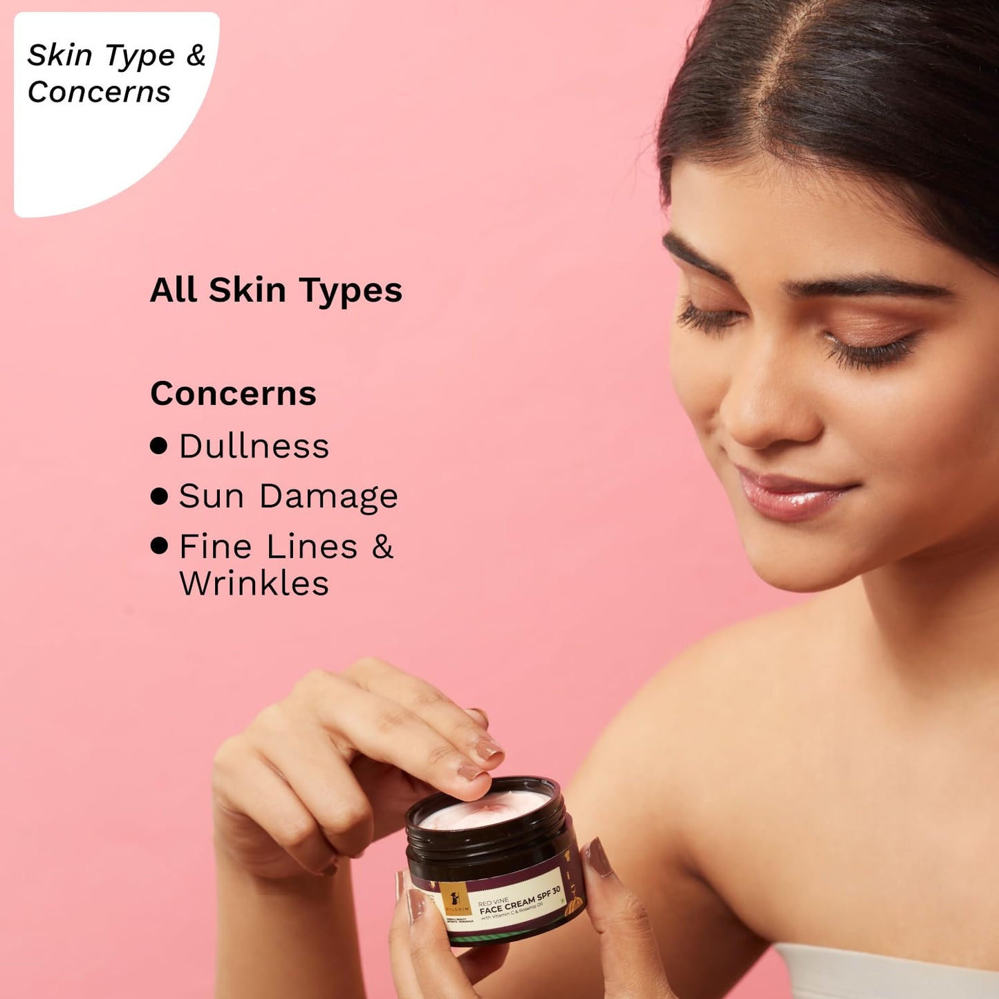 Pilgrim French Red Vine Face Cream with SPF 30 Sunscreen, Sun Protection PA+++, 50 gm