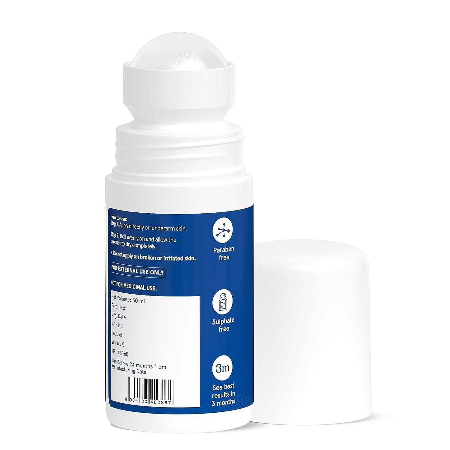 Be Bodywise 4% AHA BHA Underarm Roll On Deodorant | Watermelon Fragrance | With 1% Mandelic Acid, 2% Lactic Acid & Alpha Arbutin , 50 ml
