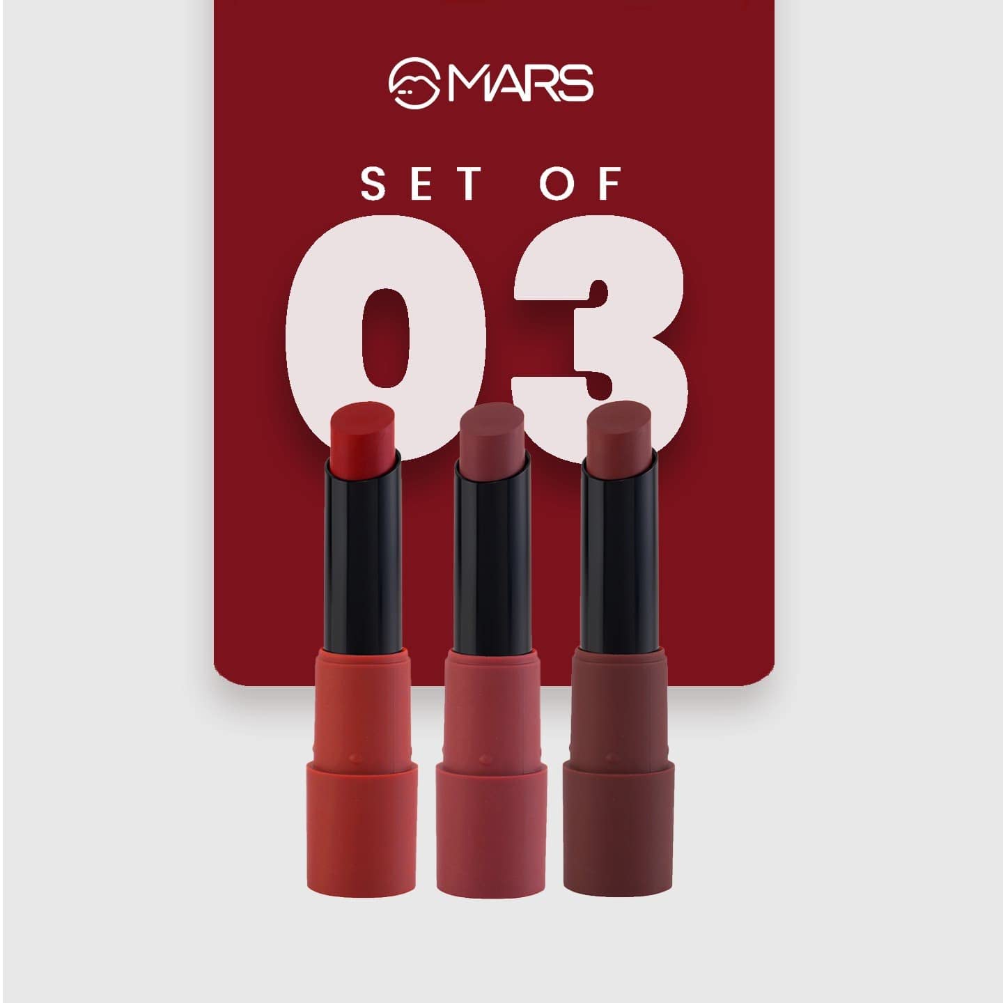 MARS Matte Box Set of 3 Lipsticks for Women, 01-Red & Maroon