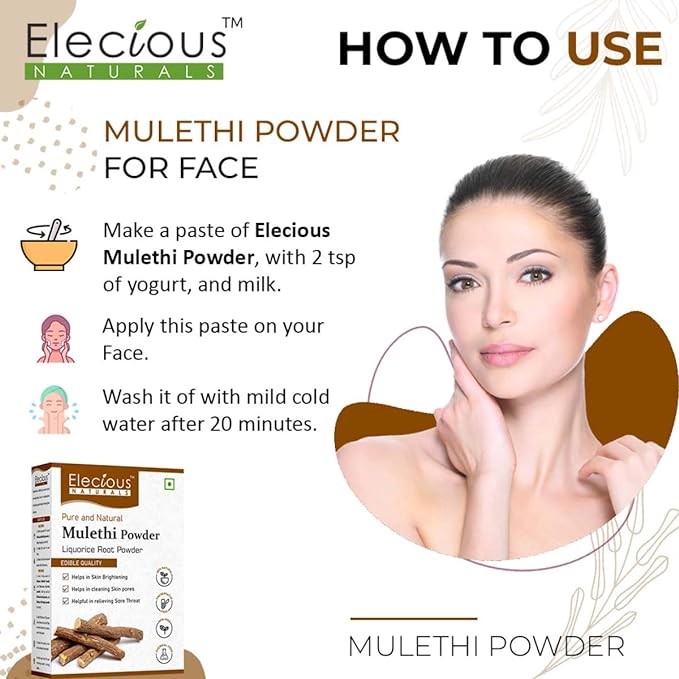 Elecious Mulethi Powder For Body, Skin, Face and Hair, 200 gm
