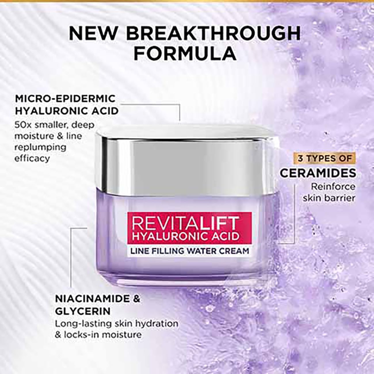 L’Oréal Paris Day Cream for Women, Hydrates and Replumps, For Radiant Skin, Revitalift Hyaluronic Acid, 15ml