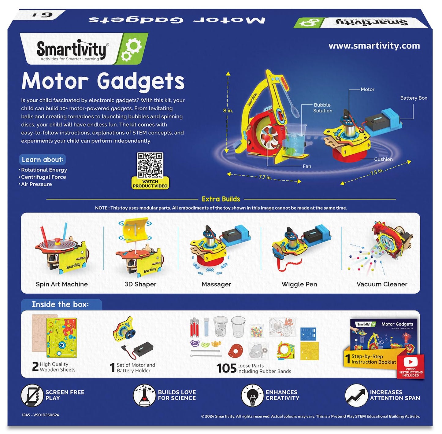 Smartivity 10-in-1 Motor-Powered Gadgets Kit for Kids Ages 6 to 12 Years Old | Build 10+ Cool Electronics Projects