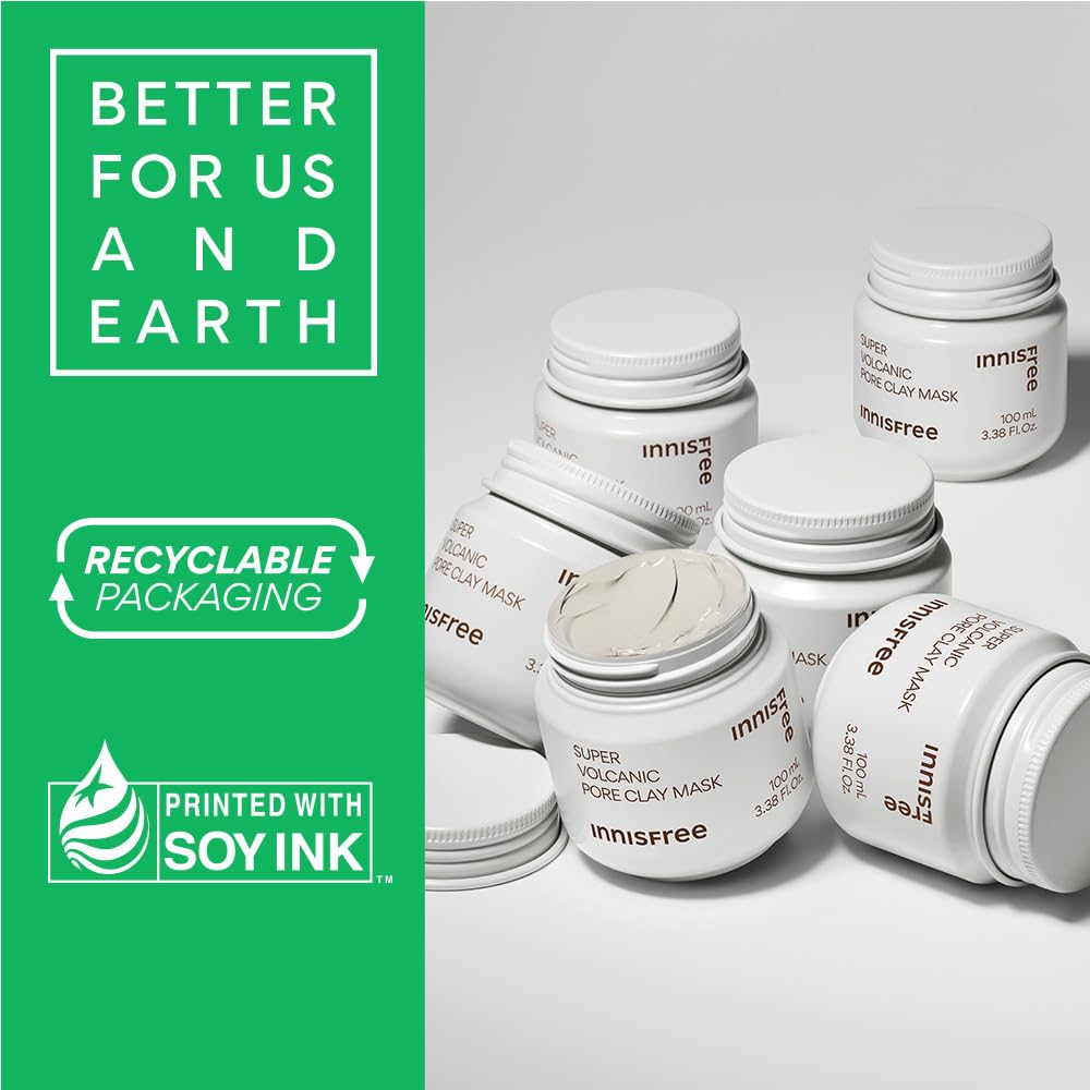 Innisfree Super Volcanic Pore Clay Mask, with Triple exfoliation with Volcanic Clusters & AHA, Korean Face Mask, 2X 100 ml