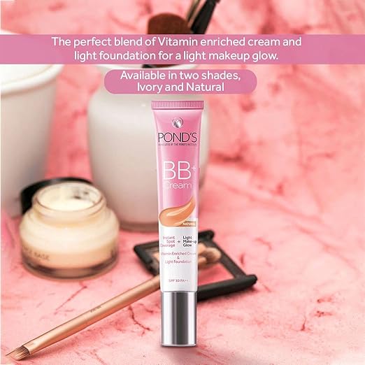 Pond's BB+ Cream, Instant Spot Coverage + Light Make-up Glow, Natural 18g