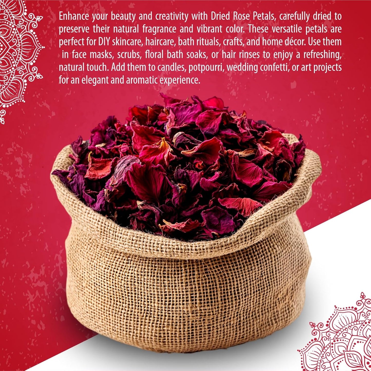 Bralcon Rose Petals - 100 gm, Pure & Natural Sun dried Rose Flowers Petal