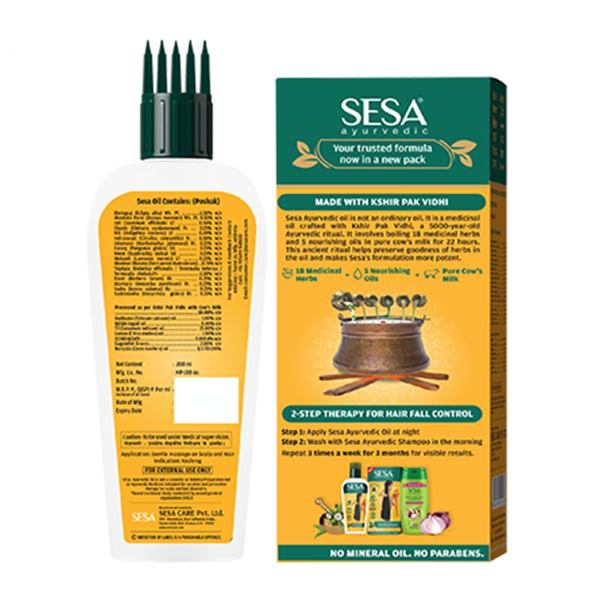SESA Ayurvedic Hair Oil With Bhringraj & 17 Rare Herbs With Coconut Oil and 4 Nourishing Oil For Hair Growth Help Control Hair Fall with Easy Oil Applicator For Women and Men (200 ml)