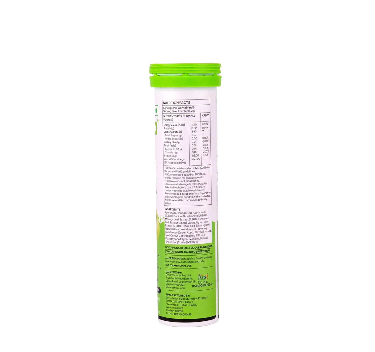 OZiva Acv Moringa, Control Cravings, Apple Cider Vinegar, Cinnamon, Guggul, Green Apple, Pack Of 2