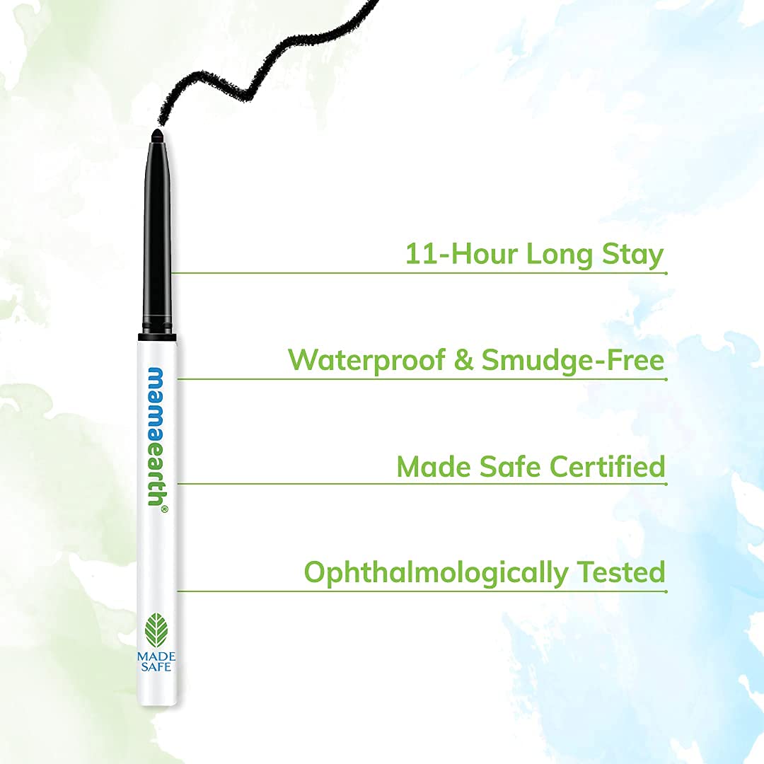 Mamaearth Long Stay Kajal Pencil Black Retractable Waterproof, With Vitamin C & Chamomile