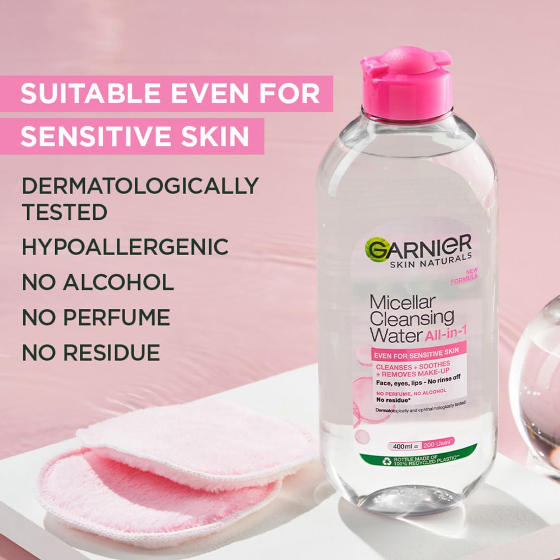 Garnier Skin Naturals, Cleansing Water, Hydrating & Soothing, 125 ml