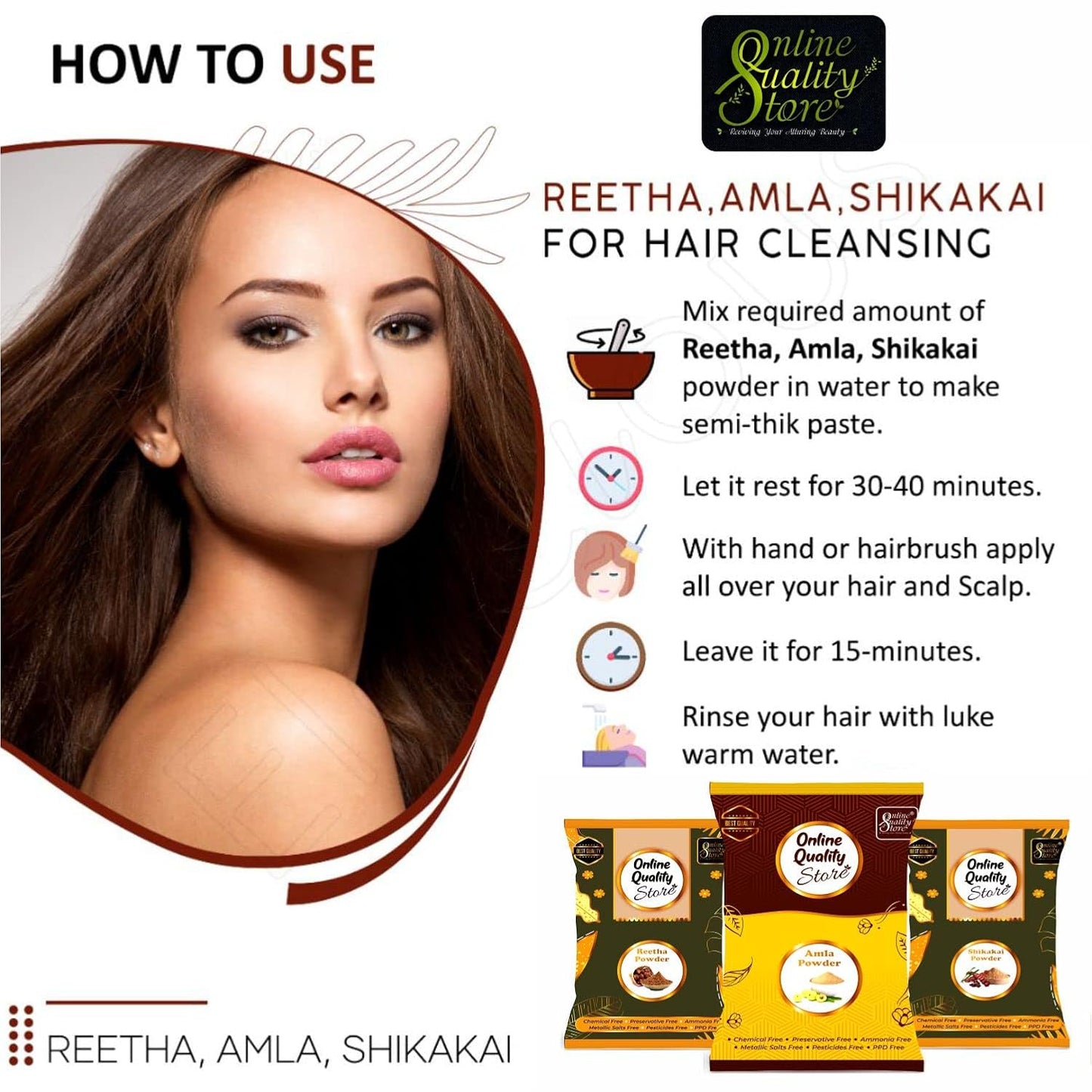 Online Quality Store Reetha Amla Shikakai Powder For Hairs(Reetha 350 Grams,Shikakai 350 Grams, Amla 200 Grams