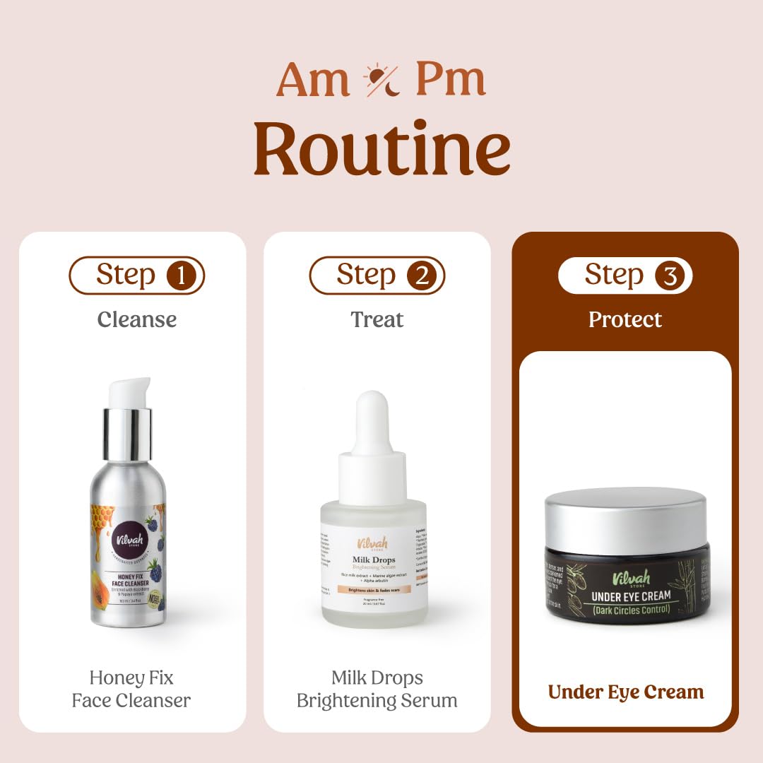 Vilvah Store Under Eye Cream | For Dark Circles, Eye Puffiness, Fine Lines & Wrinkles, With Natural Ingredients, 20 ml