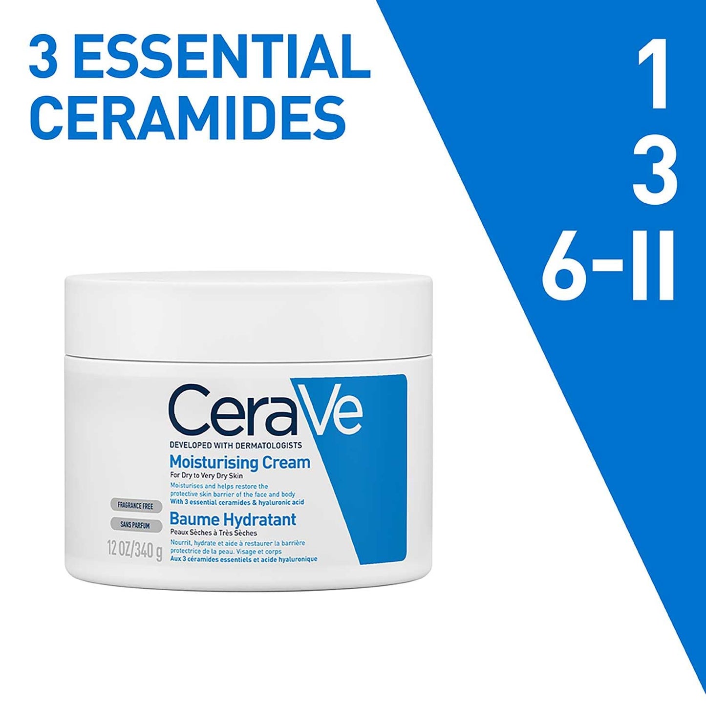 CeraVe Moisturizing Cream For Dry To Very Dry Skin, 340 gm