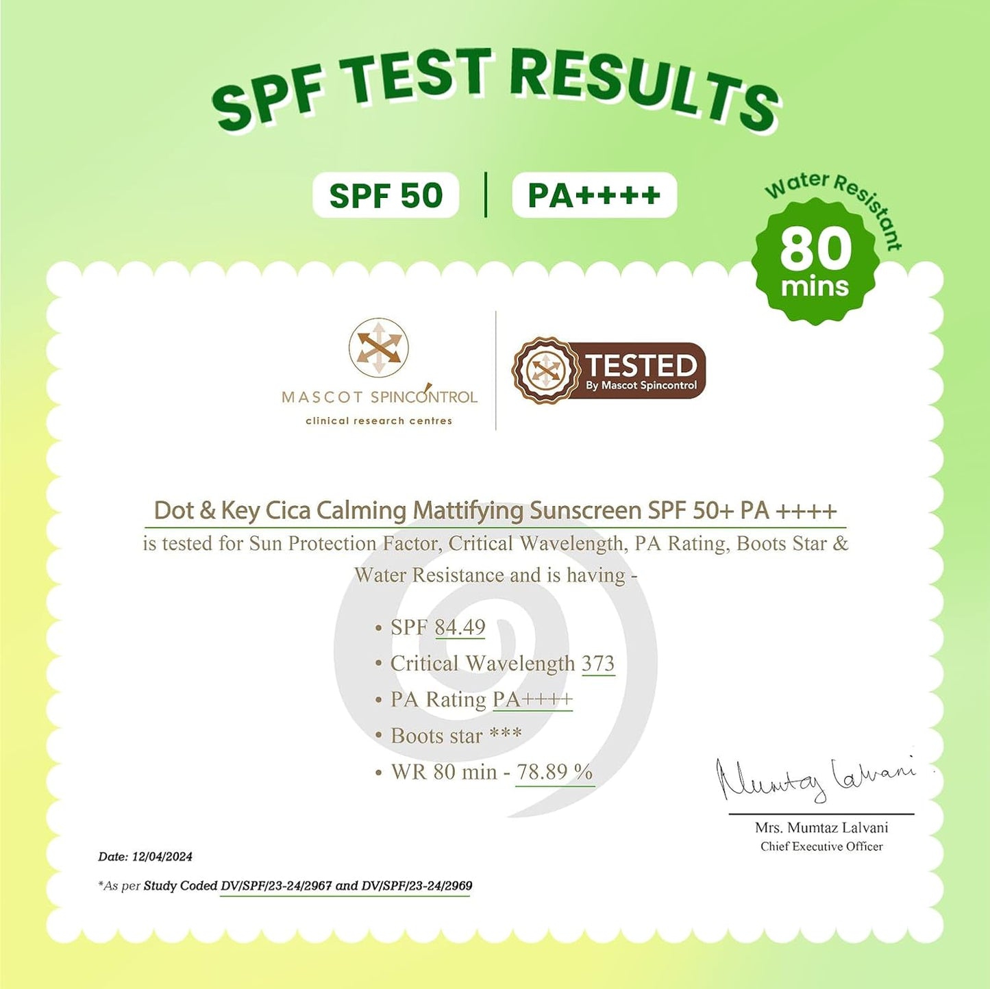 Dot & Key CICA Calming Mattifying Sunscreen SPF 50 PA++++, 80 gm