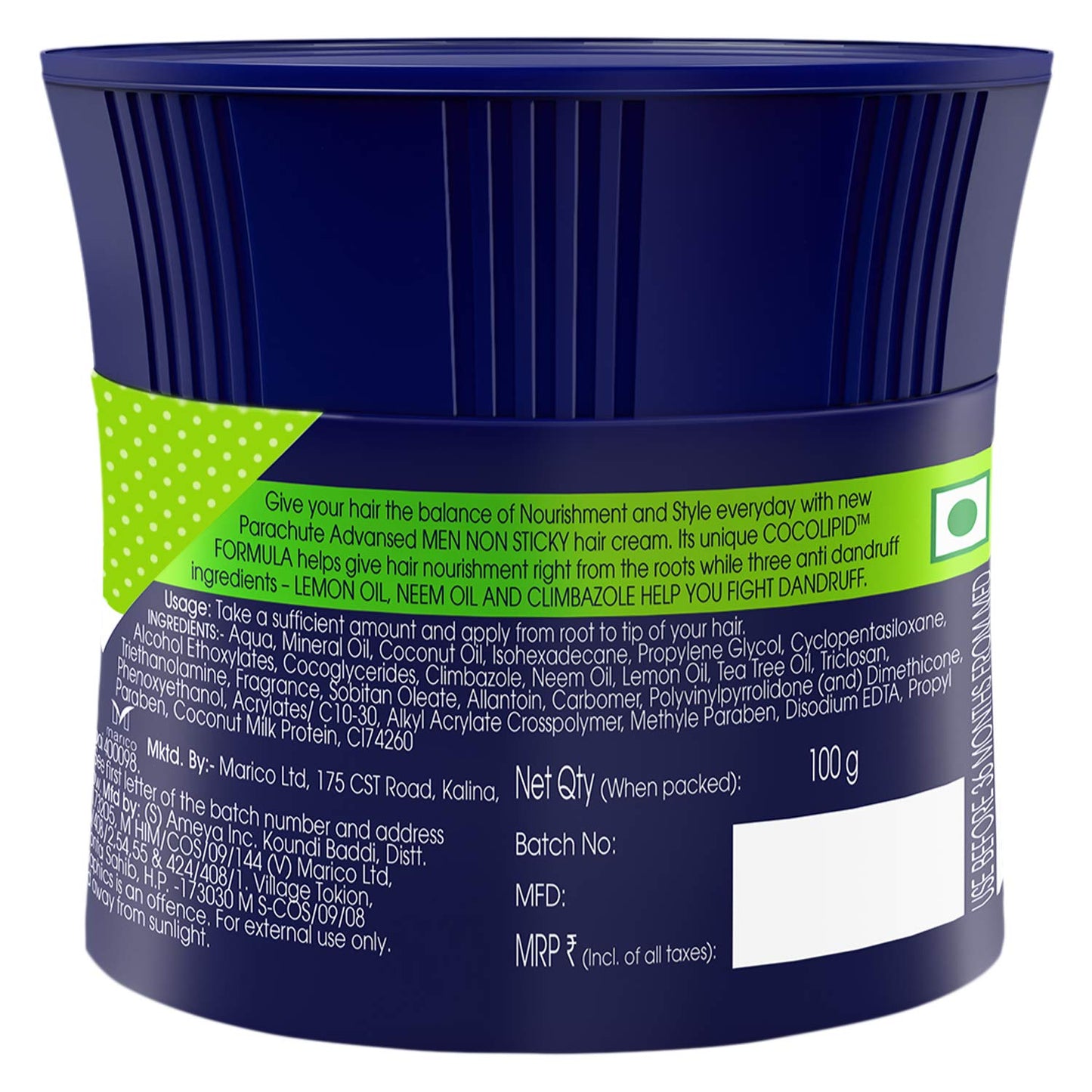 Parachute Advansed Hair Cream For Men, 100 ml