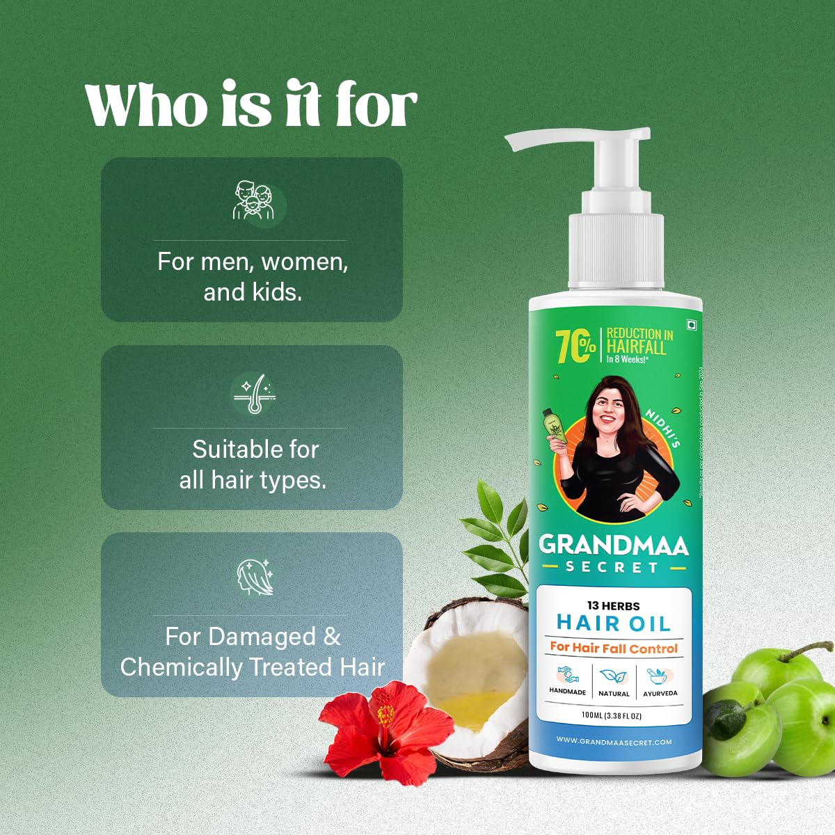 NIDHI’S GRANDMAA SECRET 13 Herbs Hair Oil For Men & Women, 100 ml