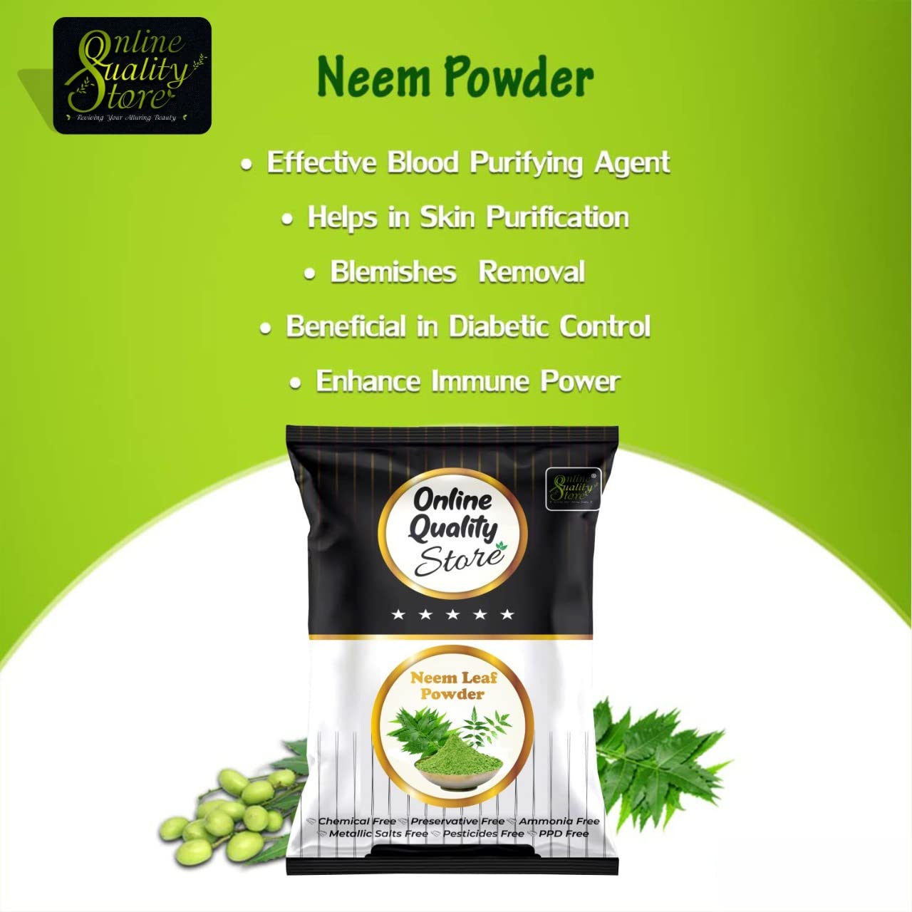 Neem powder for face, Neem powder for skin - With Size Options (100Gm)