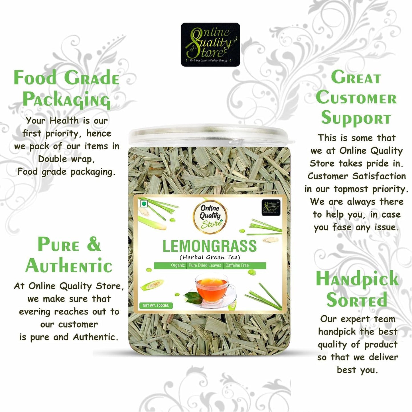 Online Quality Store Natural Lemongrass Herbal Tea - 50 gm