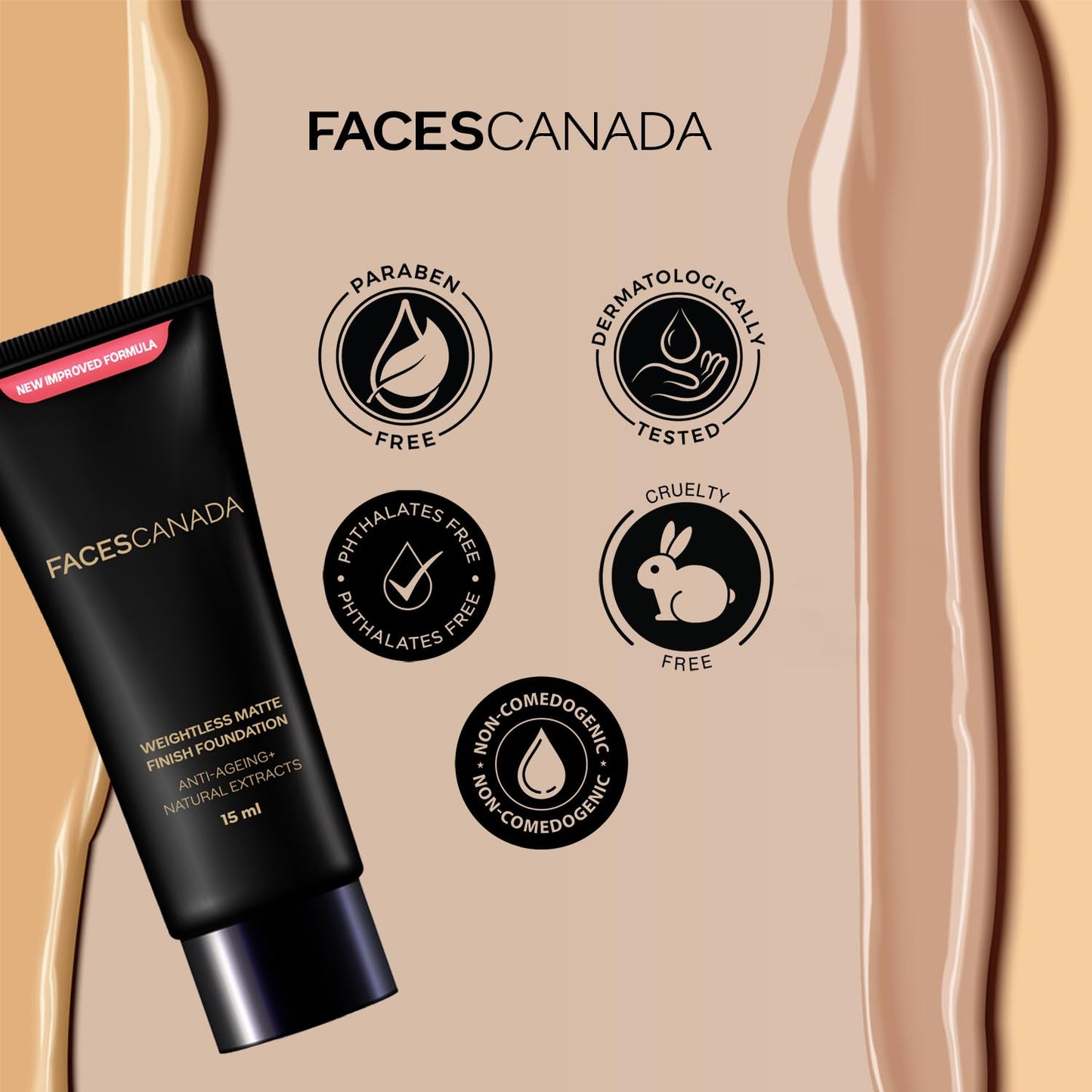 FACESCANADA Weightless Matte Finish Foundation - Rose Ivory, 15 ml