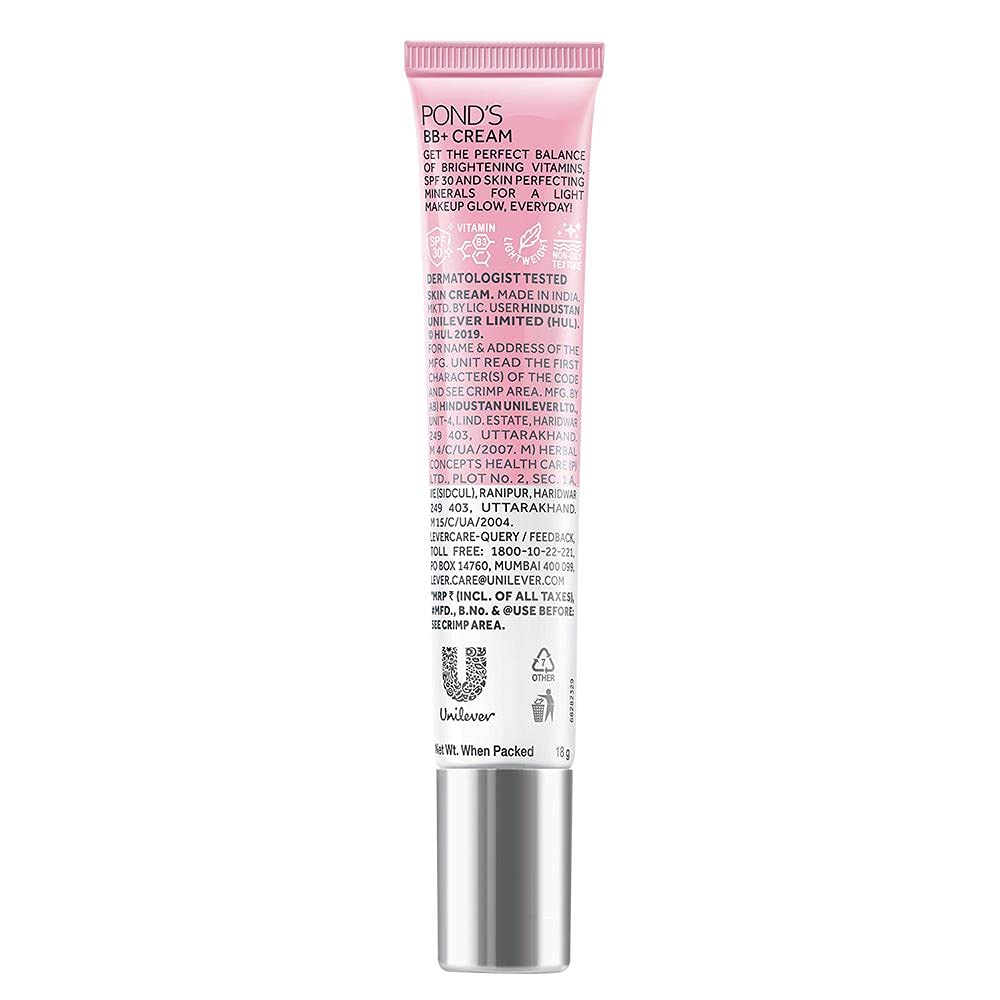Pond's BB+ Cream, Instant Spot Coverage + Light Make-up Glow, Natural 18g