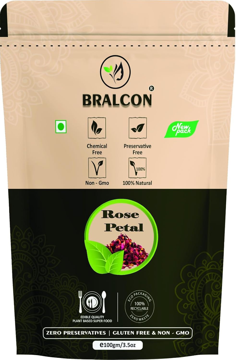 Bralcon Rose Petals - 100 gm, Pure & Natural Sun dried Rose Flowers Petal