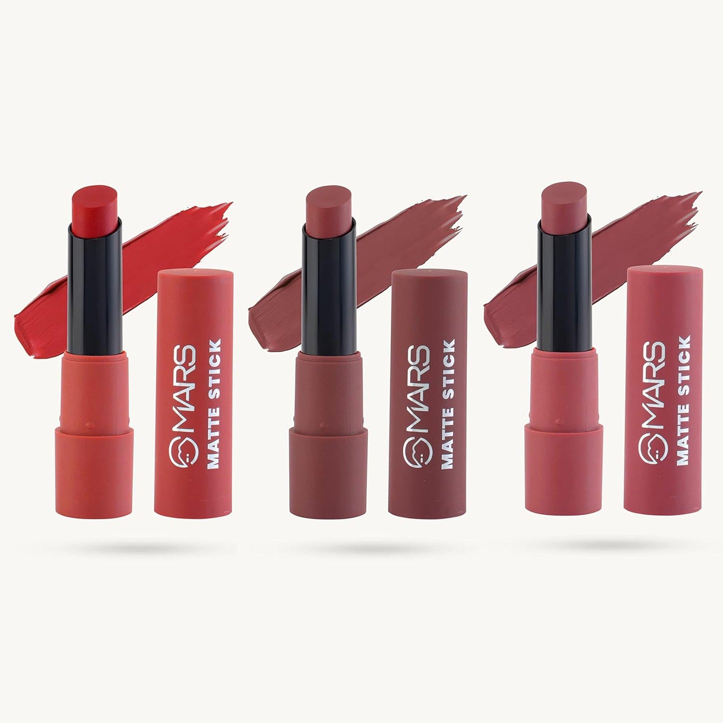 MARS Matte Box Set of 3 Lipsticks for Women, 01-Red & Maroon