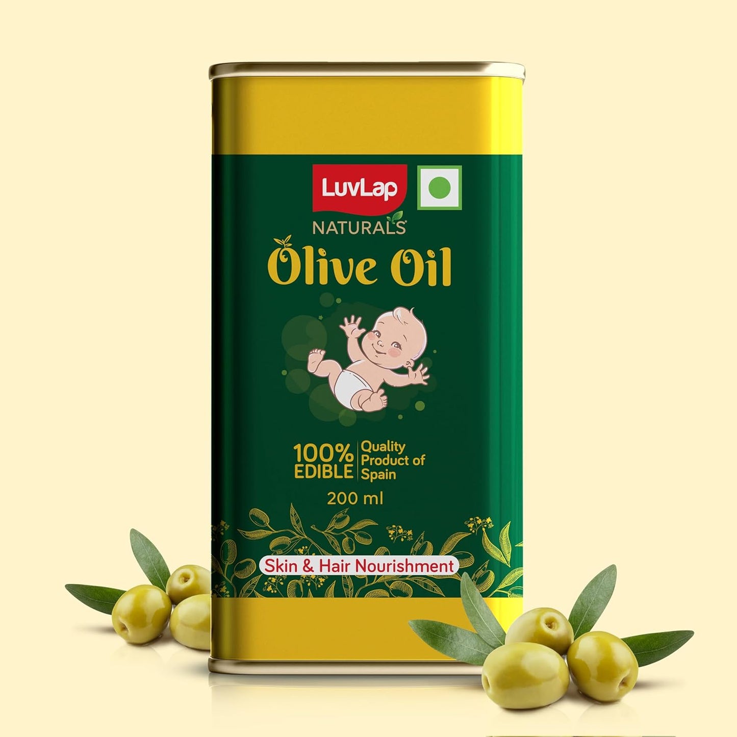 LuvLap Naturals Baby Body Massage Olive Oil, 200 ml