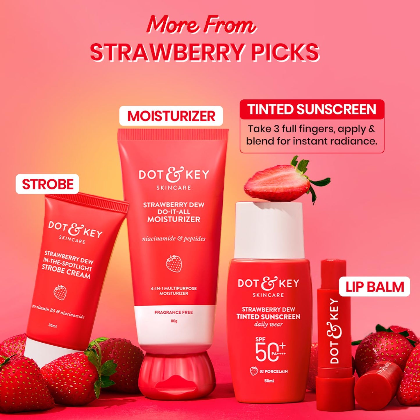 Dot & Key Strawberry Dew Tinted Sunscreen SPF 50+ Pa++++ - 01 Porcelain | Protection Against UA/UB , 50 ml