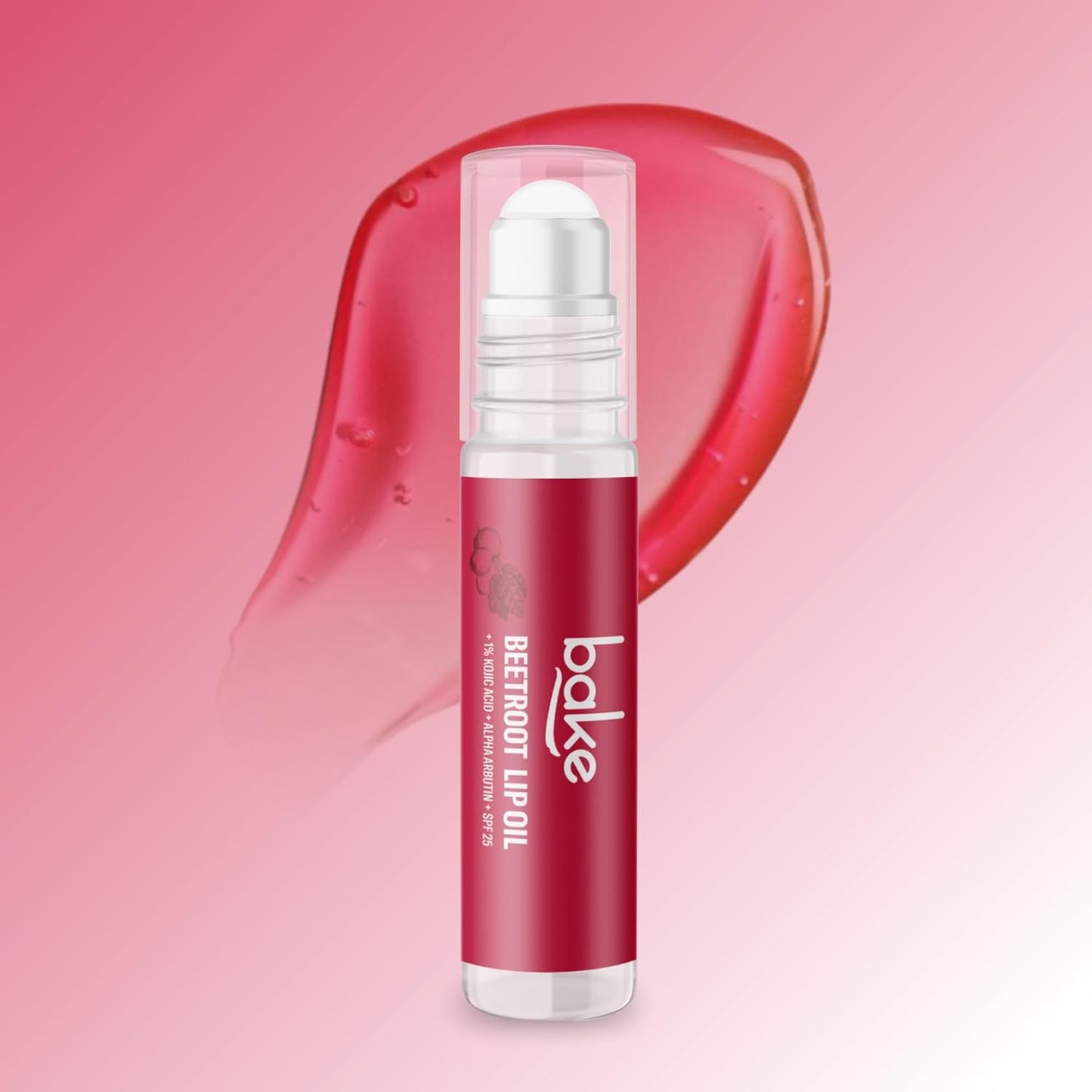 BAKE 1% Kojic Acid Beetroot Tinted Brightening Lip Balm Oil for Dark & Pigmented Lips with SPF 25 PA++++ with Alpha Arbutin - 15g